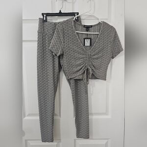 Gray Textured Two-Piece Set